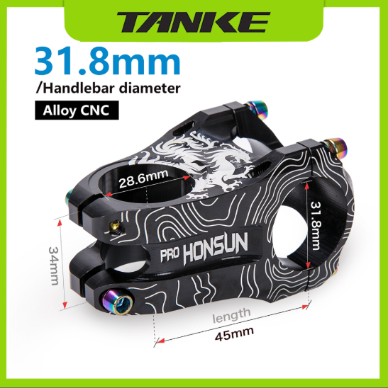 TANKE MTB Mountain Bike Stem Aluminum Alloy Ultralight High strength Short 31.8×28.6MM Bicycle CNC Stem DH/AM/XC Parts Table 565