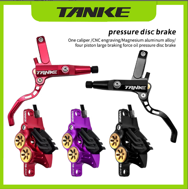 TANKE MTB 4 Piston Hydraulic Disc Brake 900/1700mm 4 Piston Resin Brake Pads Oil Pressure AM DH Road MTB Ultralight Disc Brake
