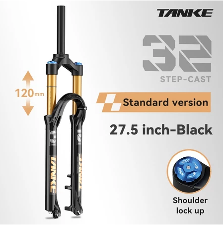 Horquilla de suspensión neumática para bicicleta de montaña TANKE de 32 pulgadas, 26/27,5/29 pulgadas, 100 mm de recorrido