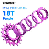 Kit de volante de inercia de una sola velocidad TANKE 18T, aluminio 7075 CNC, dientes de volante para bicicleta de montaña/carretera
