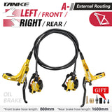 Freno de disco hidráulico TANKE MTB de 4 pistones, pinza de resina para bicicleta, puños delanteros y traseros, rotor de 160 mm, TB-600