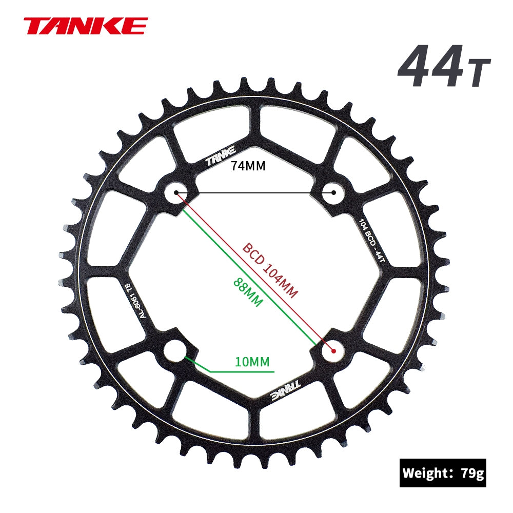 TANKE MTB Chainring Round Narrow Wide Ultralight Mountain Bike 32-44T Crankset Tooth Single Disc