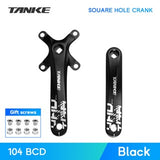 Platos y bielas TANKE de 170 mm para bicicleta, platos y bielas integrados huecos de 44T, 42T, 40T, 38T, 36T, 34T y 32T, con corona estrecha y ancha de 104 BCD y orificio cuadrado para bicicleta de montaña.