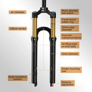 Horquilla de suspensión neumática para bicicleta de montaña TANKE de 32 pulgadas, 26/27,5/29 pulgadas, 100 mm de recorrido