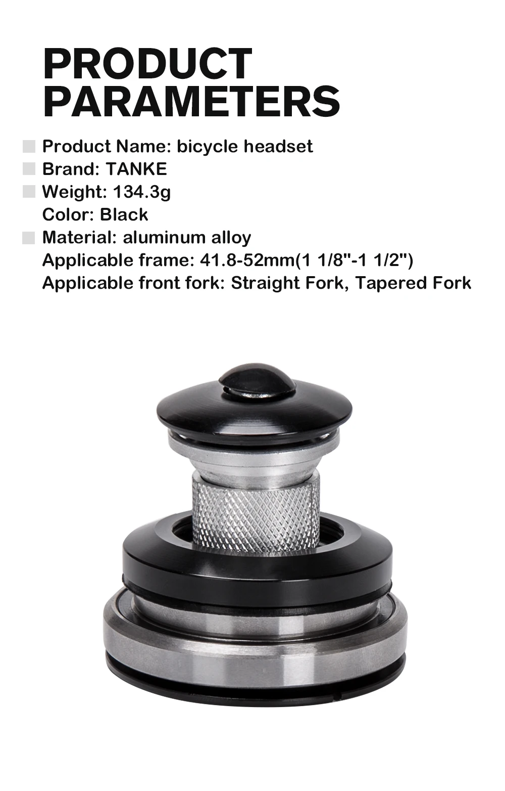 TANKE-MTB Mountain Bike Bowl Group, Aluminum Alloy Headset,Tapered Straight Fork Bearing,44-44mm/52/55/56mm,11/8 