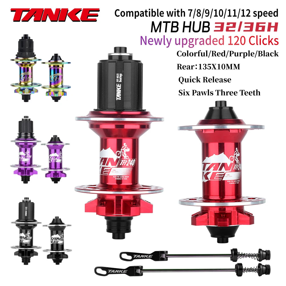 2025 new 120 Click TANKE Th240 MTB Hub Bicycle 6 claw 6 Bearings 32 36 Holes Disc Brake For 7, 8, 9, 10, 11,12 Speed Cassette Flywheel Qr Quick Release 142Mm Thru Axle Wheel